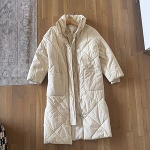 H&M Off-White Quilted Puffer Coat XS/S/M